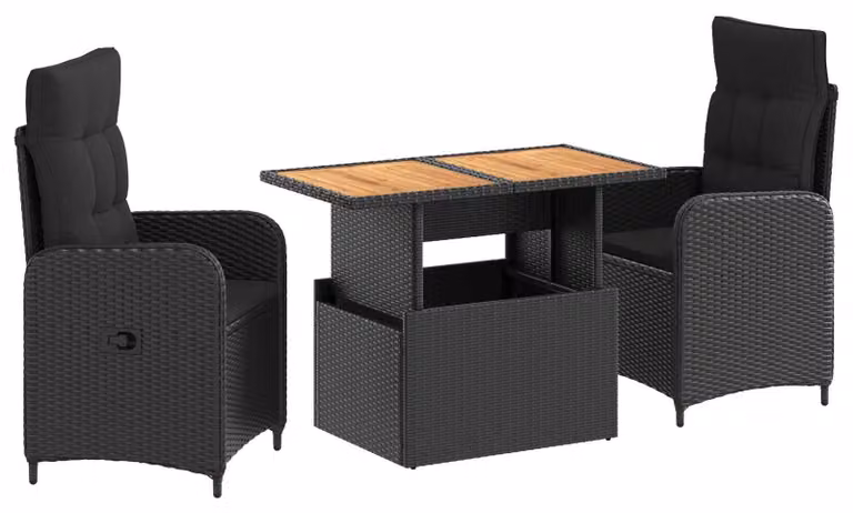 Set da pranzo per esterni 3 pcs Nero