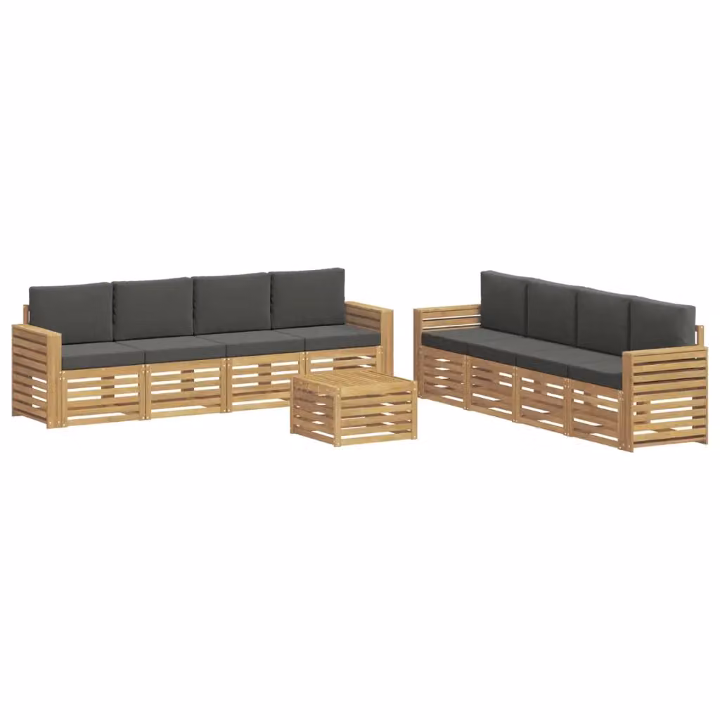 Set di mobili da giardino vidaXL composto da divano a 3 posti, poltrone e tavolino da caffè in legno di acacia, colori bianco e antracite – 2