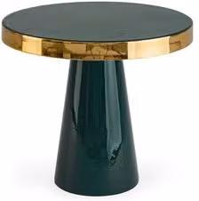 Tavolino rotondo moderno NANDIKA in MDF laminato lucido, colore verde
