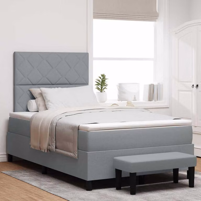 Maison Exclusive - Letto boxspring con testiera grigio chiaro 120 x 200 cm in tessuto