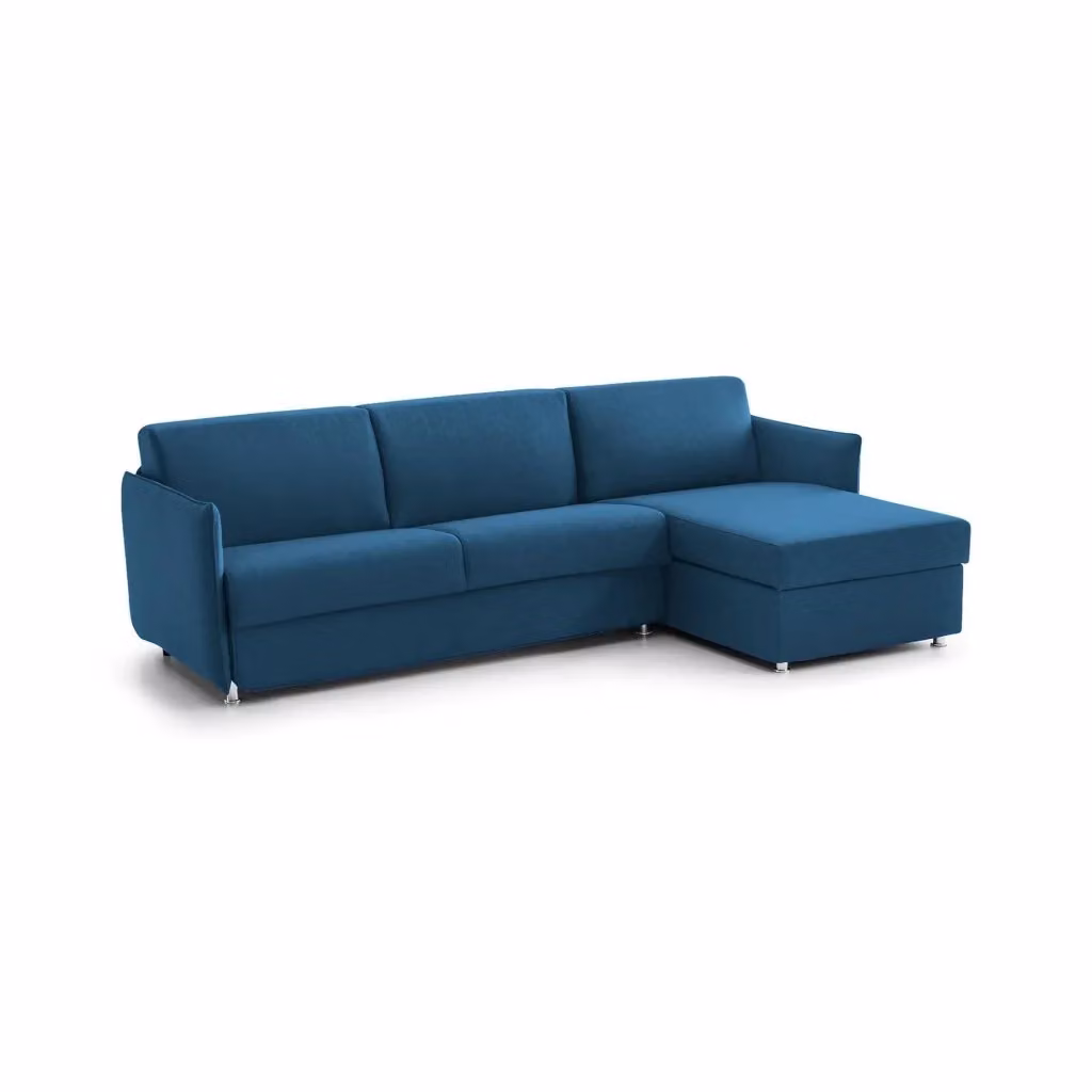Divano Letto Scordia DMORA con Penisola Sfoderabile Made in Italy, Blu, L/P/H: 260 x 160 cm – 2