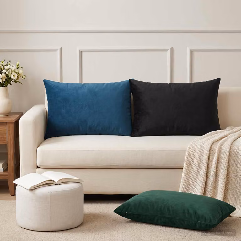 Set di 6 federe vidaXL HEERLEN in velluto verde scuro, L 50 cm x P 75 cm