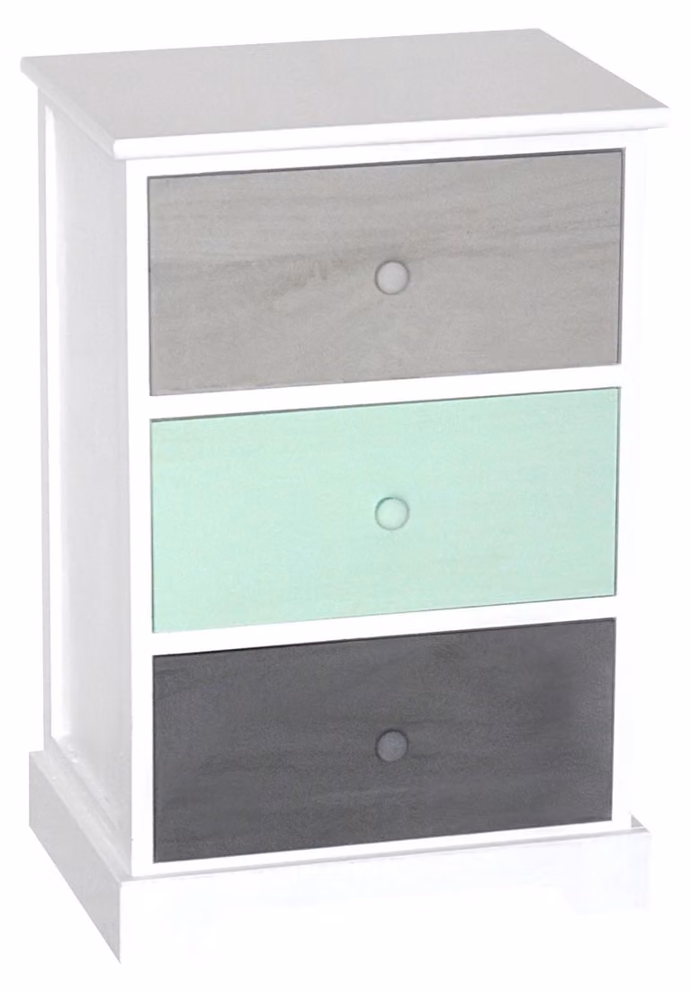 Cassetiera con 3 Cassetti in Legno Paulownia Multicolor Fadi