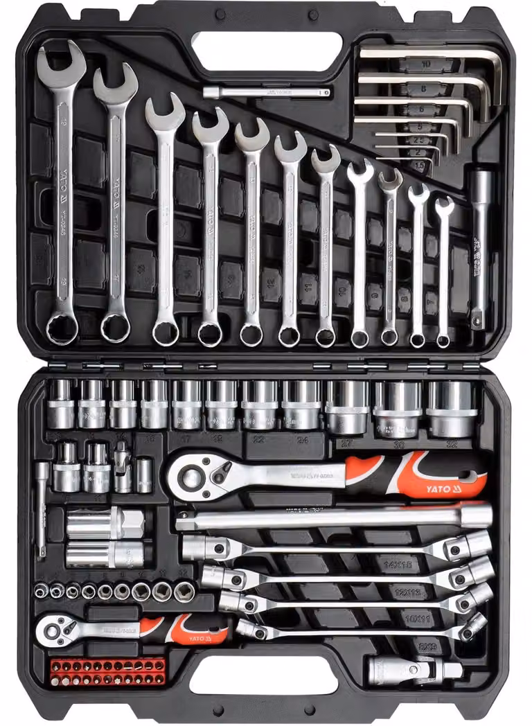 Set di utensili da 1/4" e 1/2", 77 pezzi.