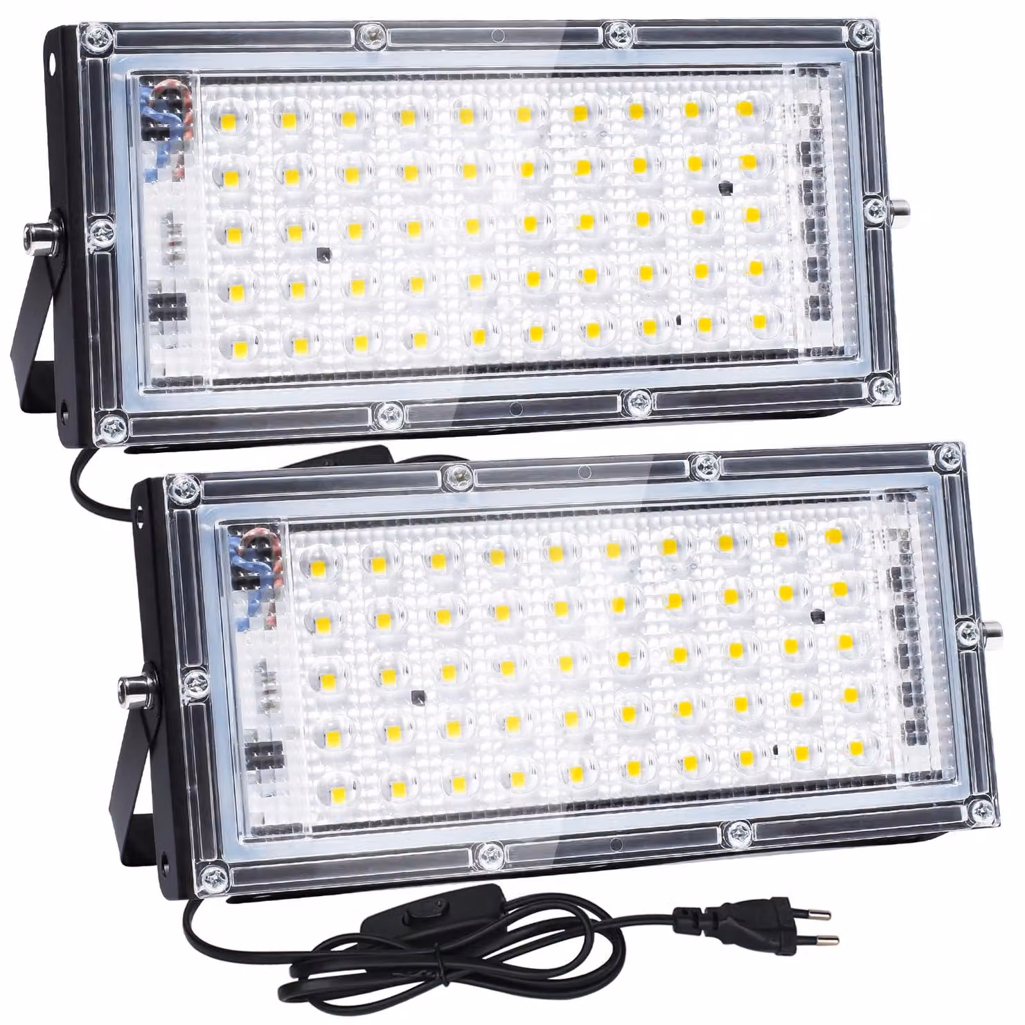 Faretto LED da esterno, 50W, confezione da 2, 5000 lumen, grado di protezione IP65, temperatura di colore 6500K