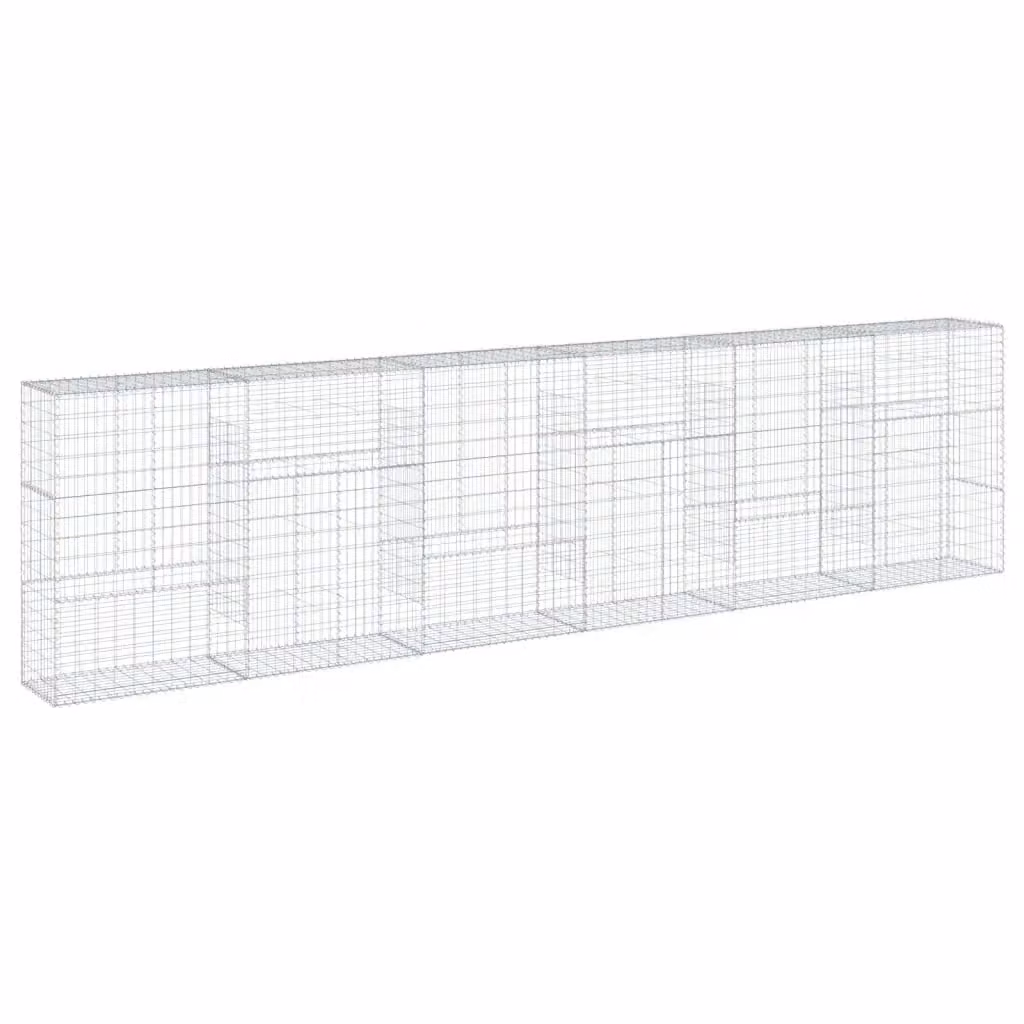vidaXL Cesto Gabbione con Copertura in Ferro Zincato Grigio L: 600 cm, P: 50 cm, H: 150 cm – 2