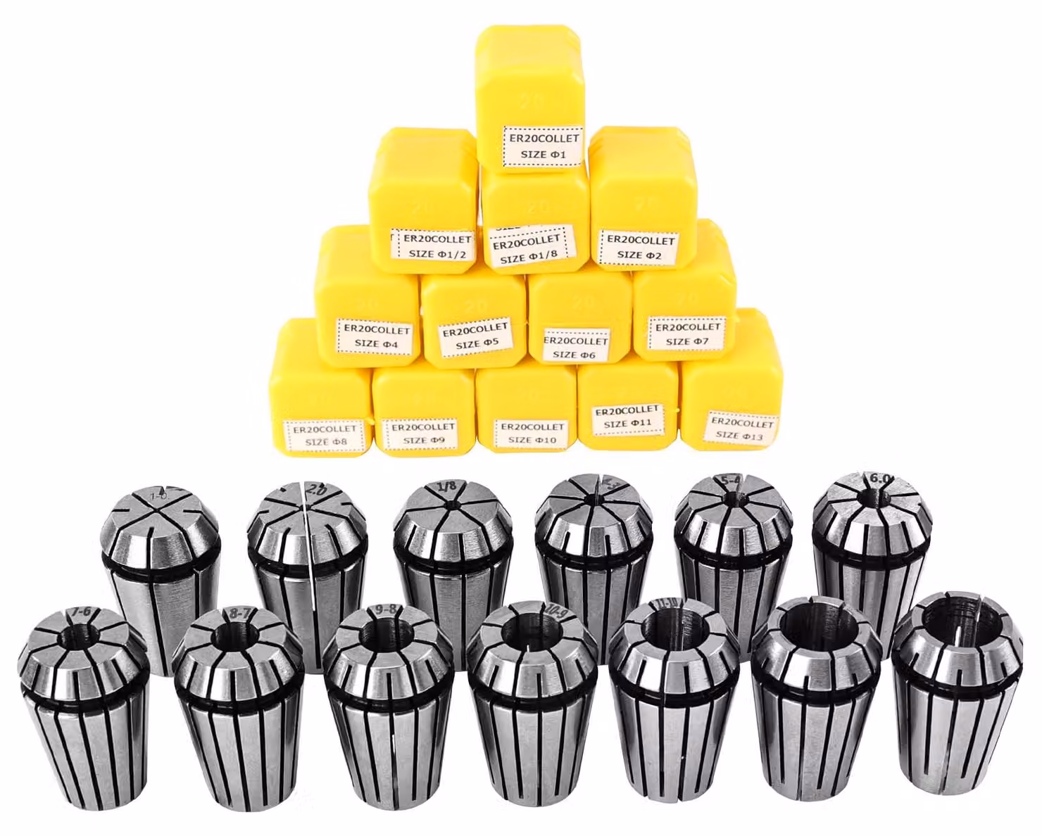 Set di mandrini a pinza da 13 pezzi - Mandrino per trapano da 1 a 13 mm - Pinze ER20 - Supporto utensili - Fresatrice CNC - Campo di serraggio regolabile