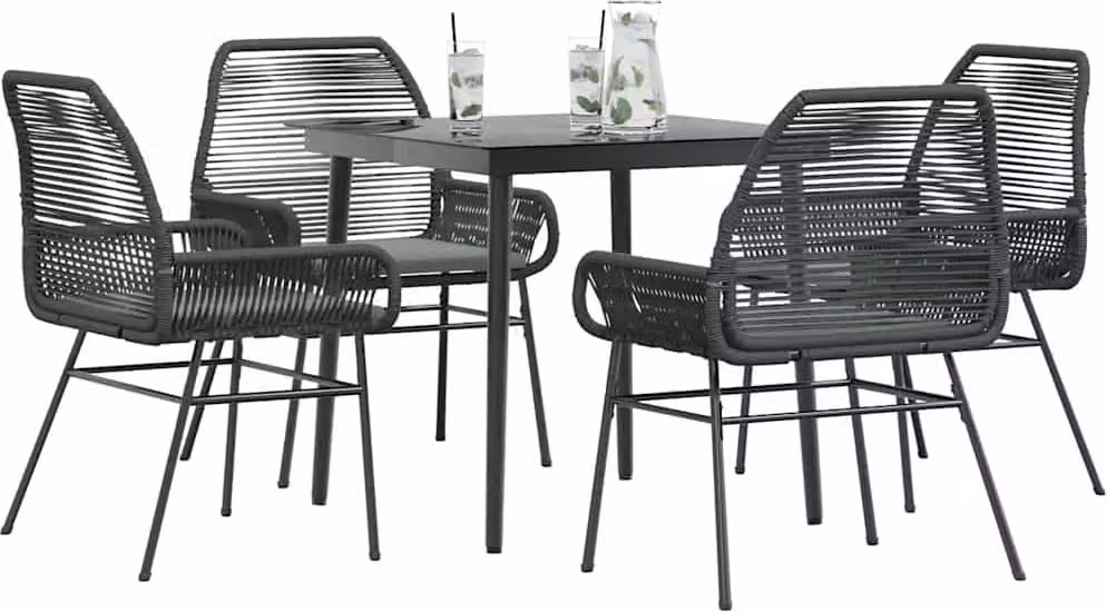 Maison Exclusive - Set da Pranzo da Giardino con Cuscini 5 pz Polyrattan Vetro