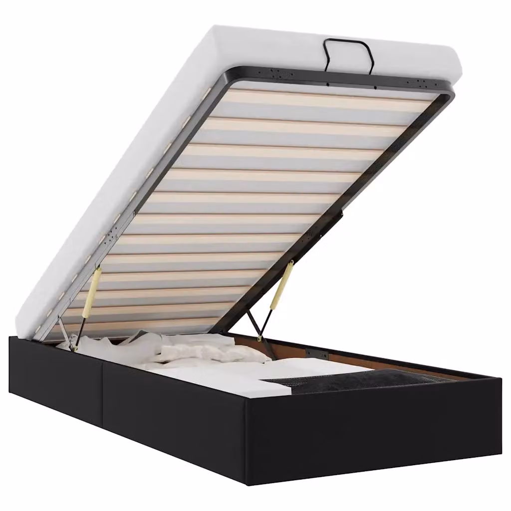 Struttura Letto con Contenitore a Sollevamento vidaXL in Similpelle Nero L: 90 cm, P: 190 cm, H: 140 cm – 2