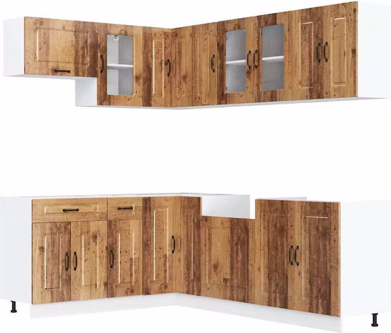Set Mobili da Cucina 11 pz Kalmar Legno Vecchio in Truciolato