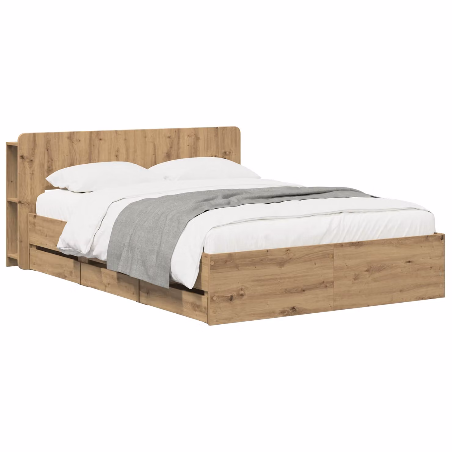 Struttura letto con contenitore e testata vidaXL in legno Rovere Artigianale, marrone, 140 x 190 cm