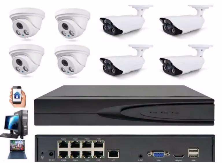 Sistema di videosorveglianza - 8 canali, risoluzione 5.0MP, cablato PoE - Registratore NVR - Visione notturna fino a 30 metri - Plug and Play