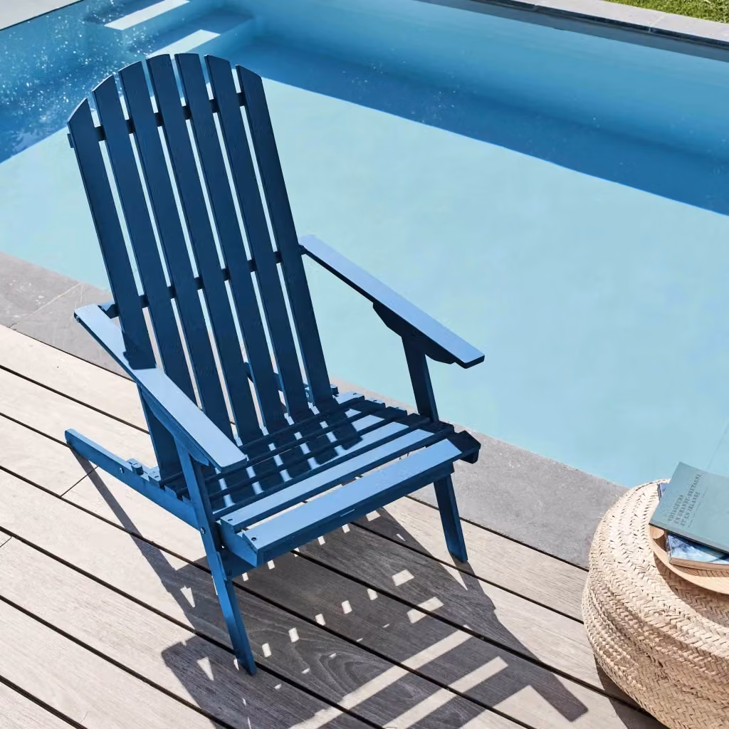 Poltrona relax pieghevole Oviala in legno di eucalipto blu pacifico – 2