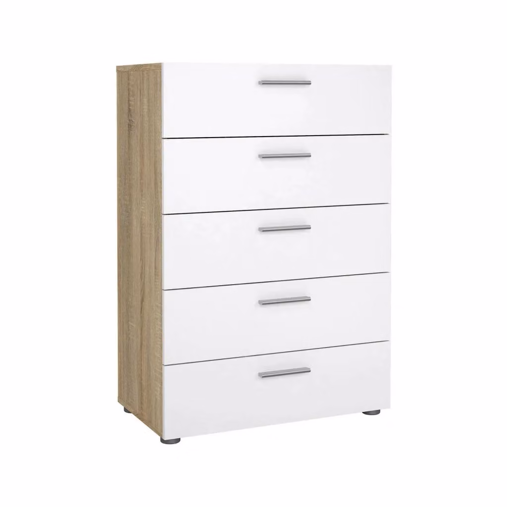 Cassettiera Alf DMORA per camera da letto e soggiorno, mobile con cassetti in finitura quercia e bianco lucido, L 70 cm x P 40 cm x H 102 cm – 2