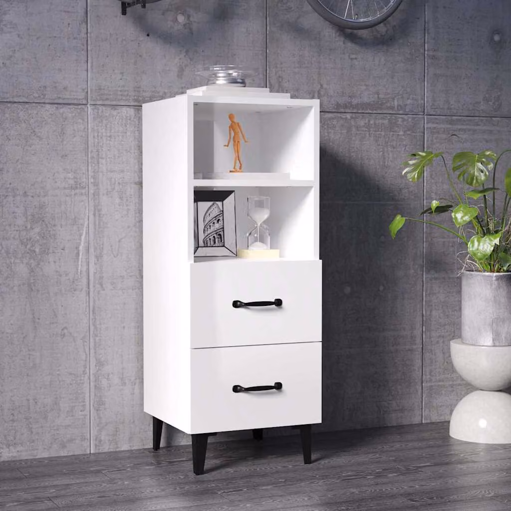 Credenza a parete vidaXL in legno MDF bianco lucido L/P/H: 34,5 x 34 x 90 cm