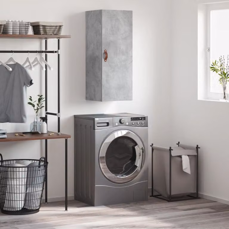 Mobile a parete vidaXL moderno in legno MDF grigio opaco L: 34,5 cm, P: 34 cm, H: 90 cm