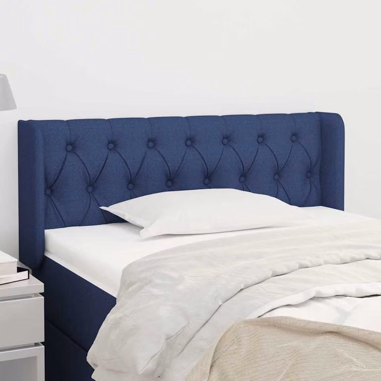 Testiera ad orecchio vidaXL in tessuto blu con struttura in legno L: 93 cm, P: 16 cm, H: 78-88 cm