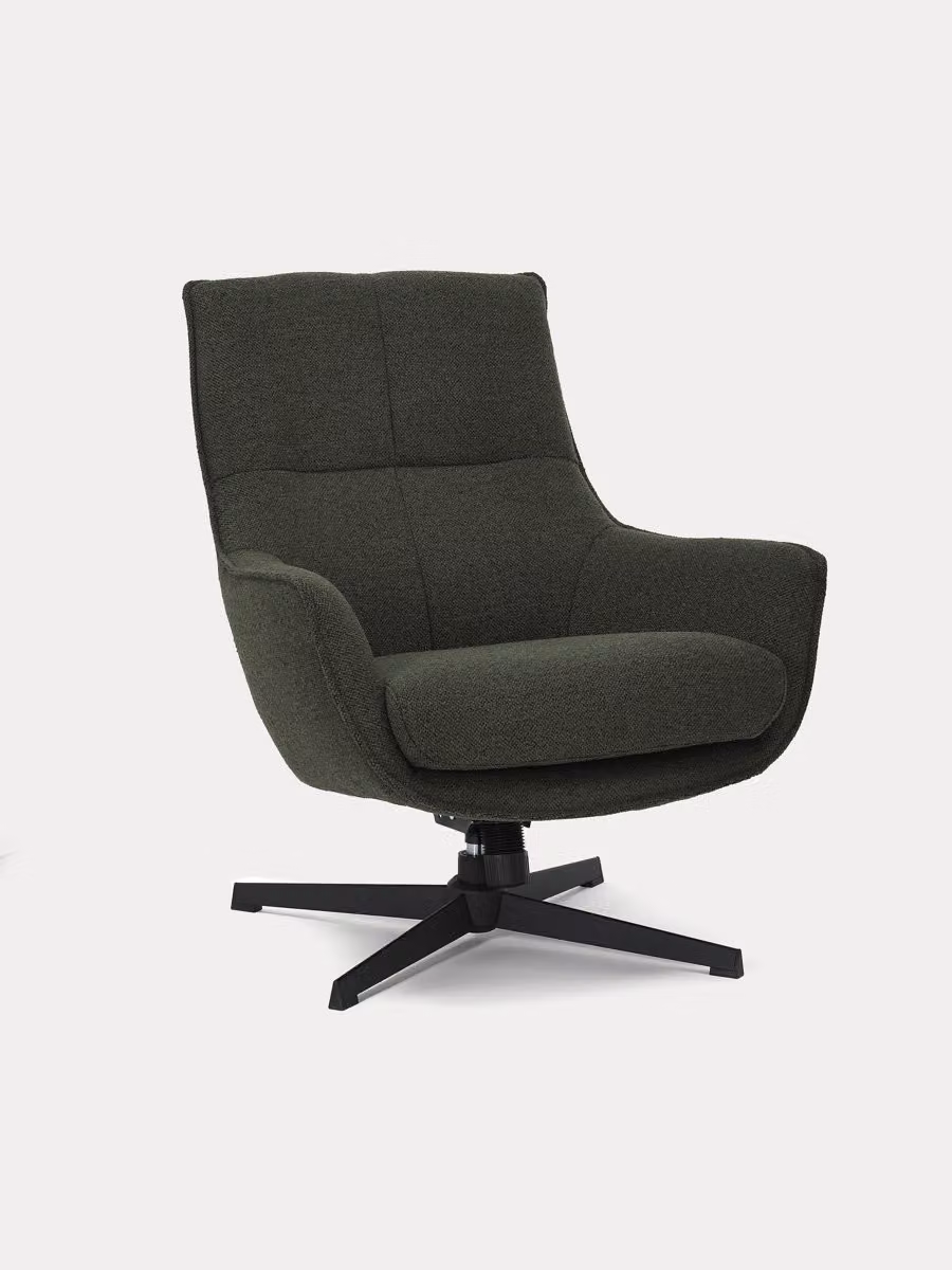 Poltrona girevole Gery Kenay Home verde con braccioli e struttura in metallo nero – 2