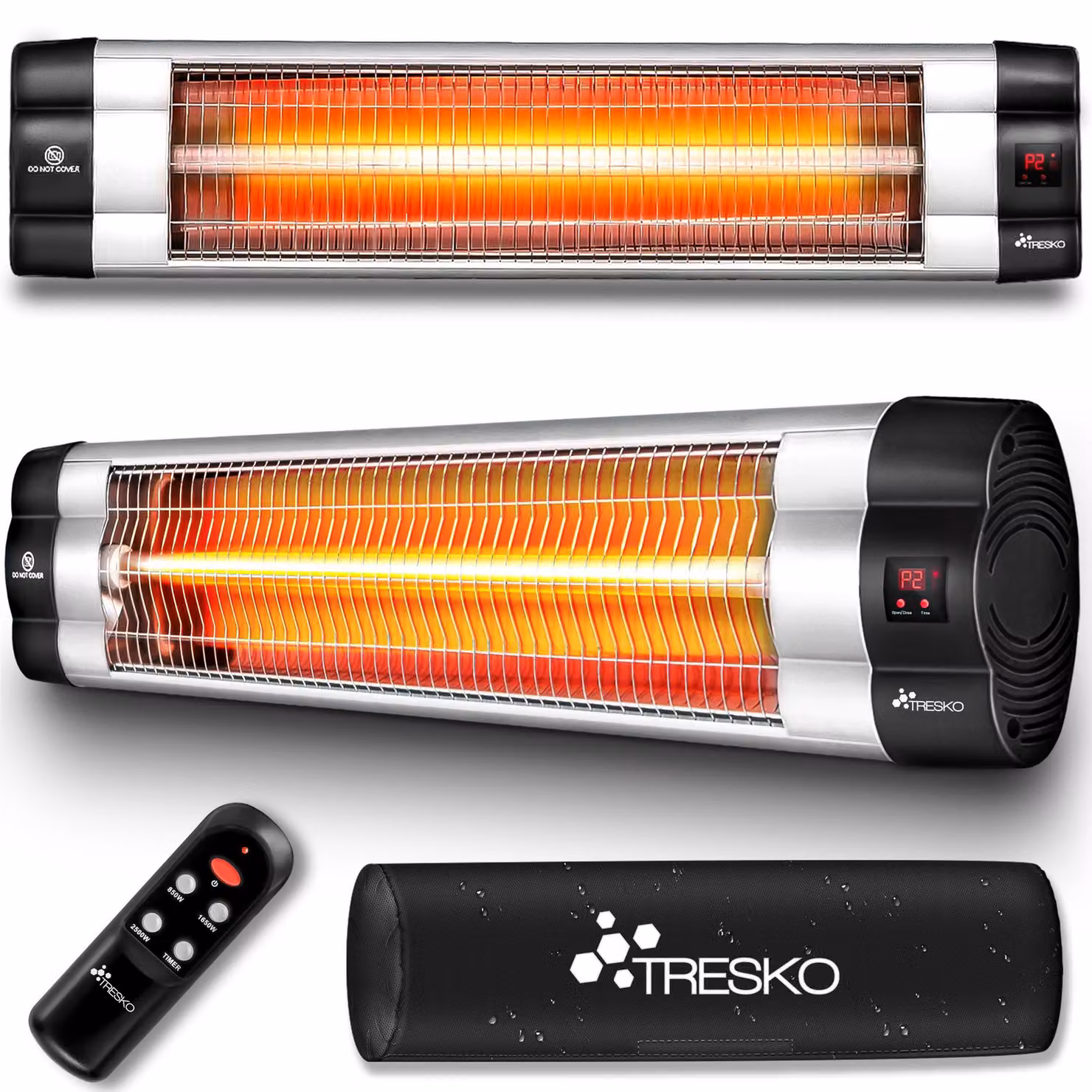 Riscaldatore a infrarossi da parete - Potenza: 2500 Watt - Alluminio - Argento - Lampada al quarzo