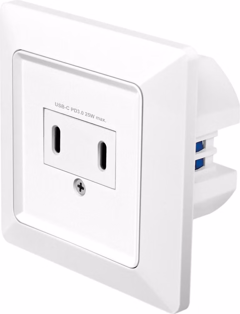 LogiLink PA0332 Presa da incasso LogiLink, 2x attacco USB-C, PD, bianco
