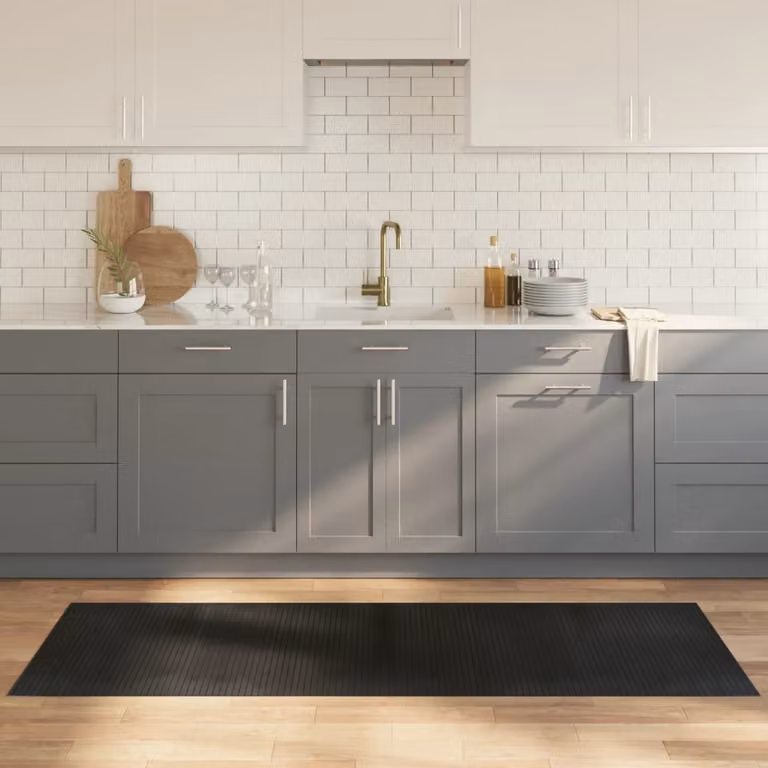 vidaXL Tappeto Rettangolare Moderno Nero in Bambù e Polipropilene Antiscivolo L: 200 cm, P: 70 cm