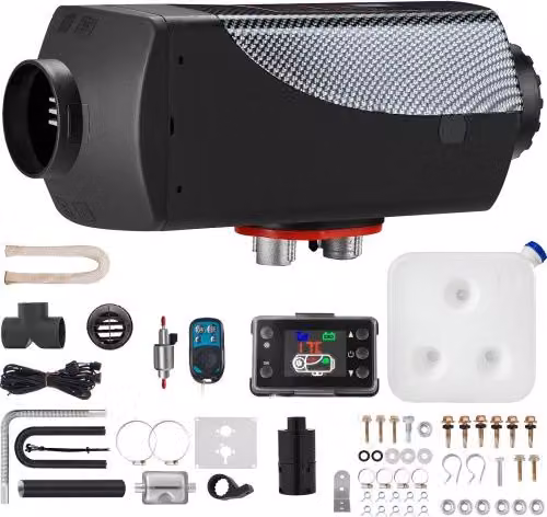 Riscaldatore Diesel da Parcheggio VEVOR 12V 5-8KW per Auto, Camion e Camper con Telecomando, Display LCD e Kit di Accessori, Colore Nero