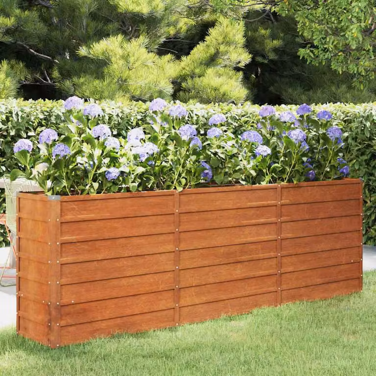 Letto rialzato da giardino vidaXL in acciaio Corten color ruggine L: 240 cm, P: 40 cm, H: 77 cm