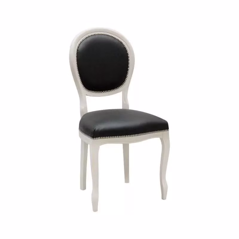 Set di 2 sedie shabby chic in legno di faggio e ecopelle nera Mobili 2G L/P/H: 50 x 47 x 100 cm – 1
