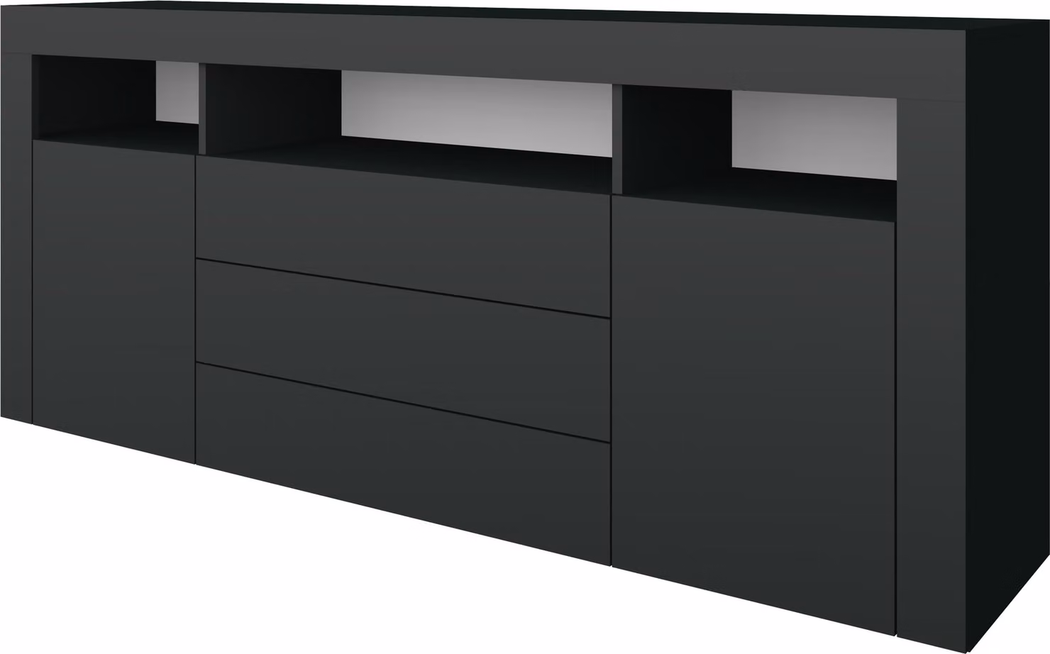 Comò "Santa Fe" 166 cm, nero opaco