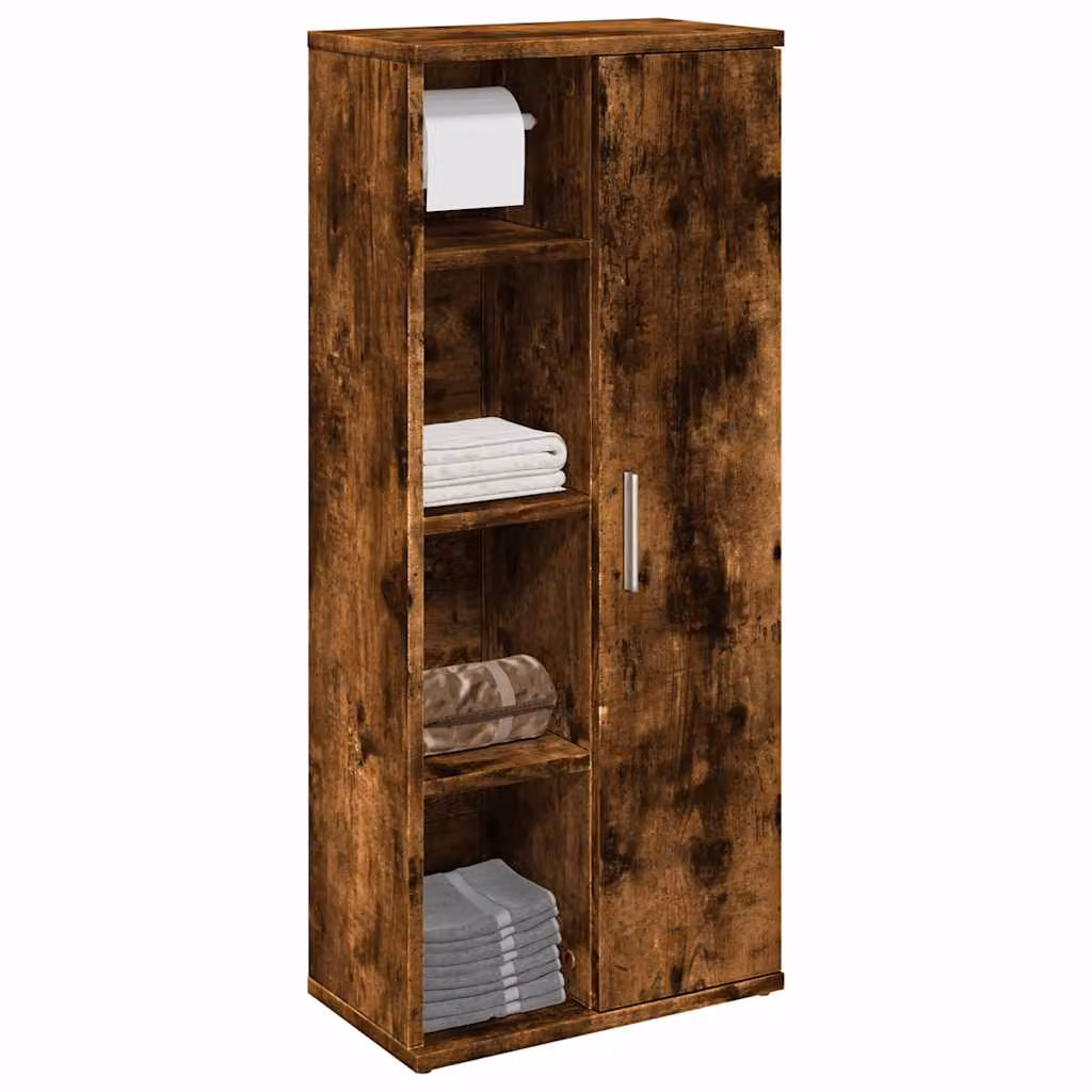 Mobile da bagno vidaXL con portarotolo in Rovere Fumo, L 39 cm x P 22 cm x H 90 cm