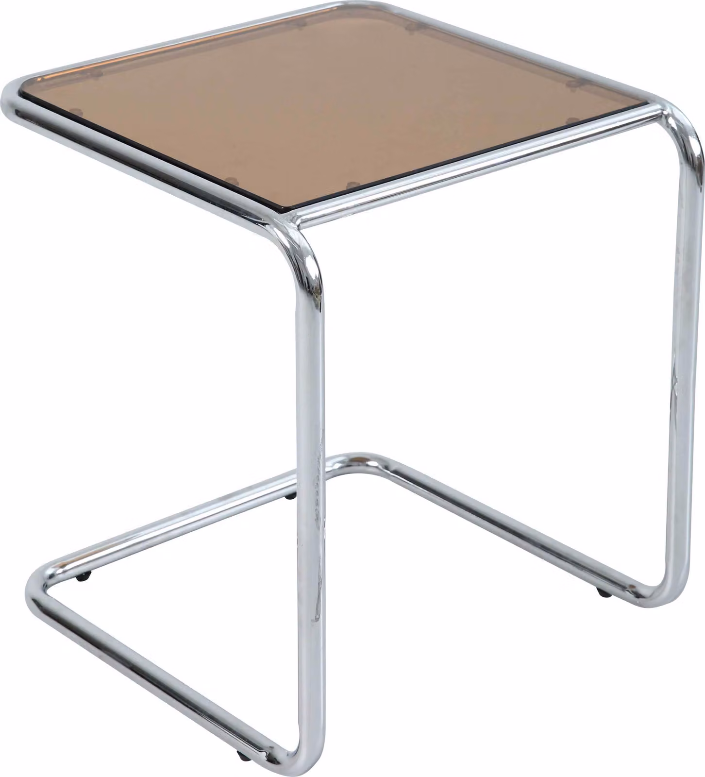 Tavolino quadrato L50 cm in metallo e vetro marrone - Oviala Lewis
