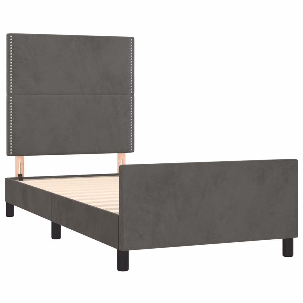 Giroletto senza Materasso Grigio Scuro 90x200 cm Velluto