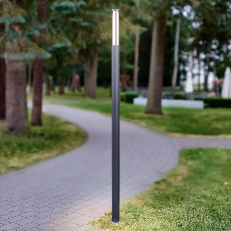 Lucande lampada LED da esterno Sidny, 220 cm, antracite, IP54 Sidny, Nero, Alluminio, Moderno