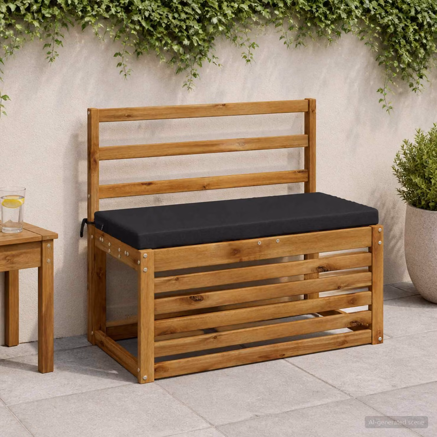Set di 2 cuscini per panchina vidaXL SOEST in poliestere nero con imbottitura in schiuma e coperture lavabili