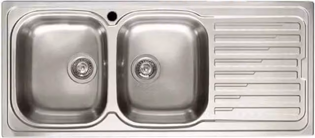 Lavello da incasso Elleci Sky 500 a due vasche con vasca a sinistra in acciaio inox satinato argento L/P: 116 x 50 cm LIK500SACSX