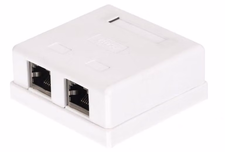 Prese a muro complete, 2 porte RJ45, 8P8C, FTP, Cat5E, marca LSA, modello Netrack
