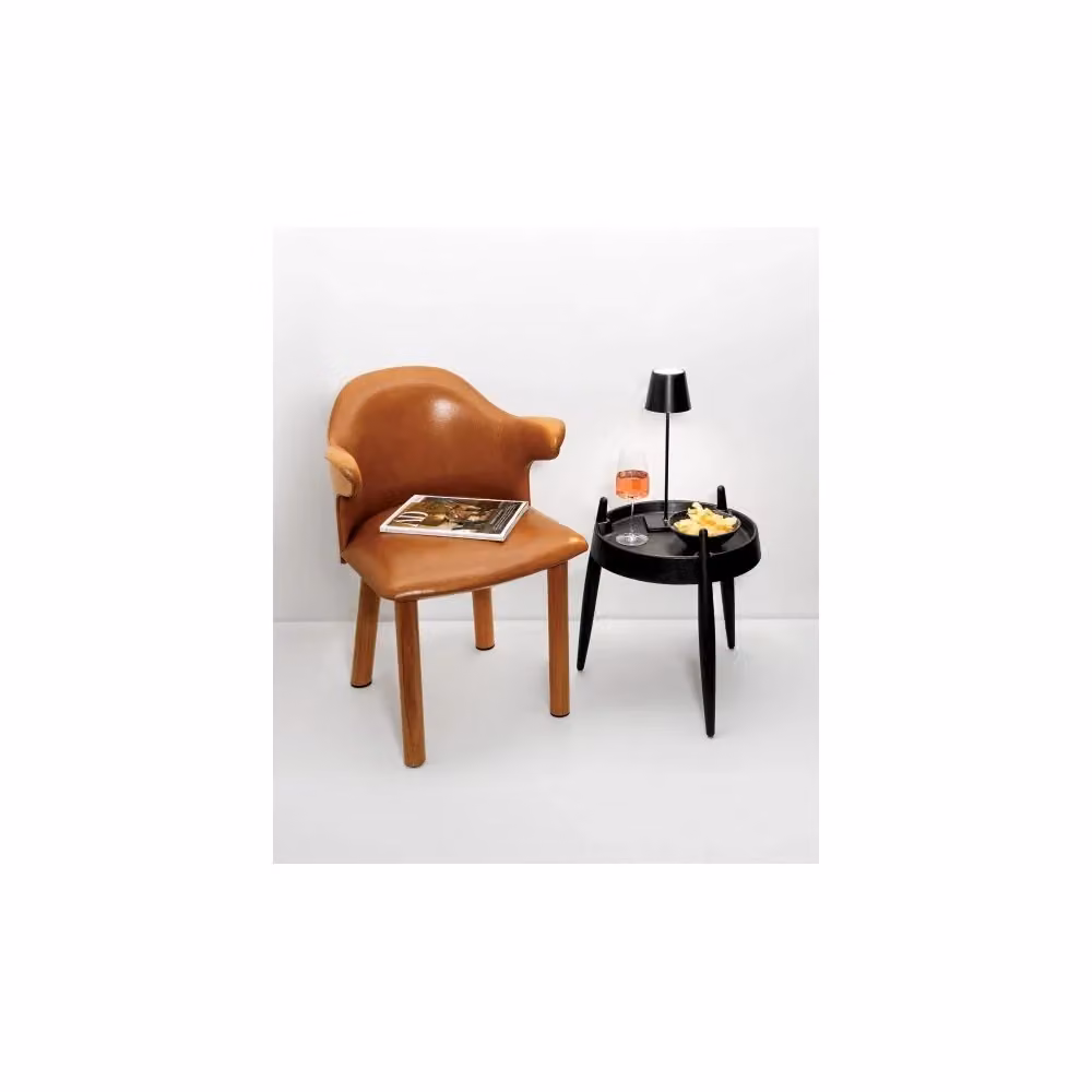 Tavolino rotondo Zafferano Liolà in frassino nero, H 47 cm, L 40 cm, P 40 cm – 2