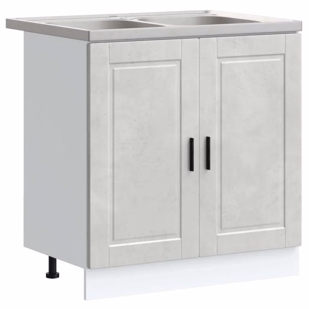 Set di 2 mobiletti per lavabo vidaXL moderni in MDF grigio, L: 80 cm, P: 46 cm, H: 81,5 cm