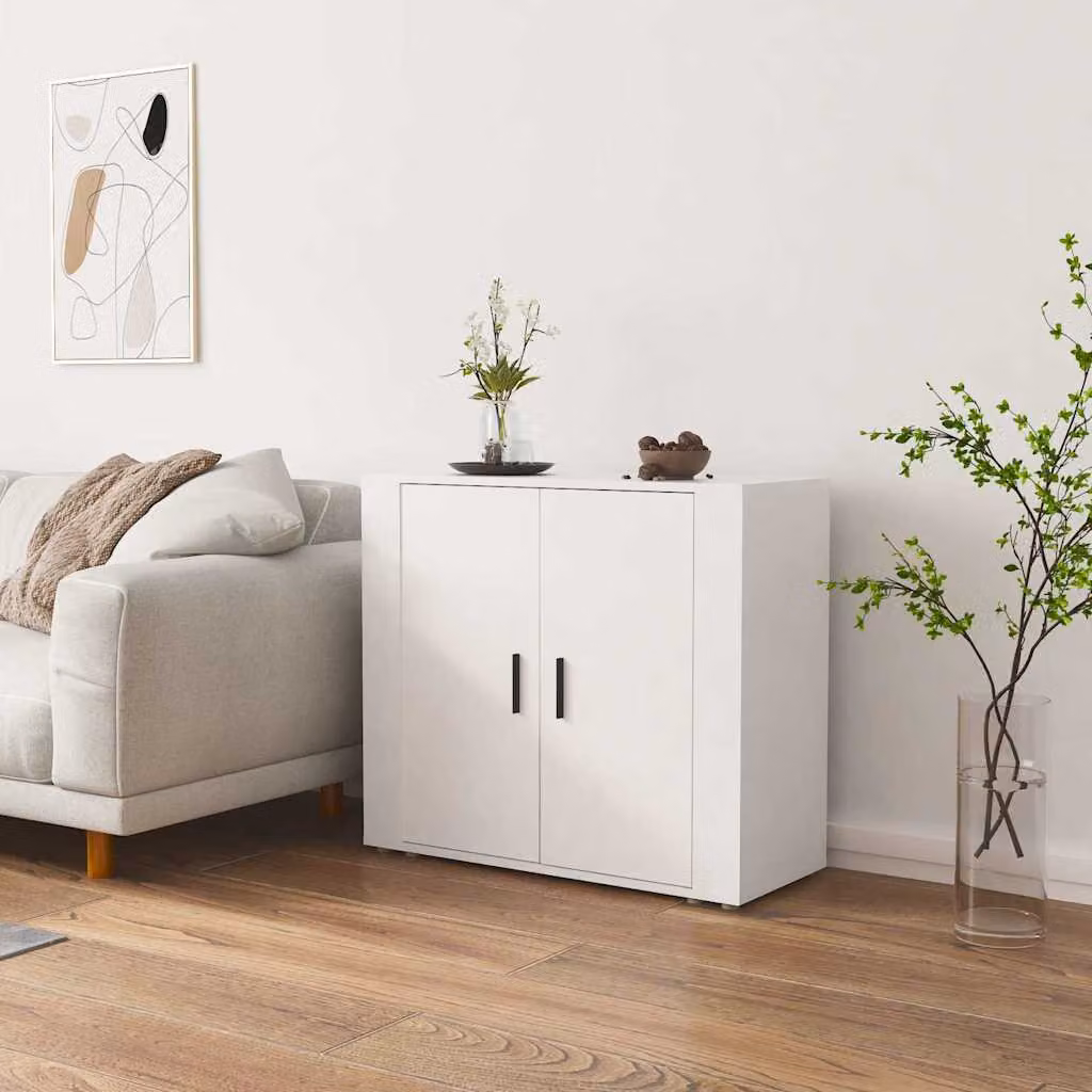 Credenza moderna vidaXL in legno multistrato bianca L 80 cm, P 33 cm, H 70 cm