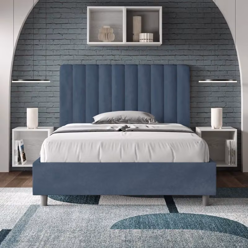 Letto imbottito con contenitore Agueda Ityhome in microfibra blu L/P/H: 120 x 200 x 135 cm – 2