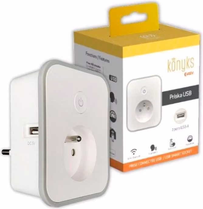 Presa di corrente collegata - KONYKS - Priska - WLAN + Bt - 16A con 2 prese USB-A