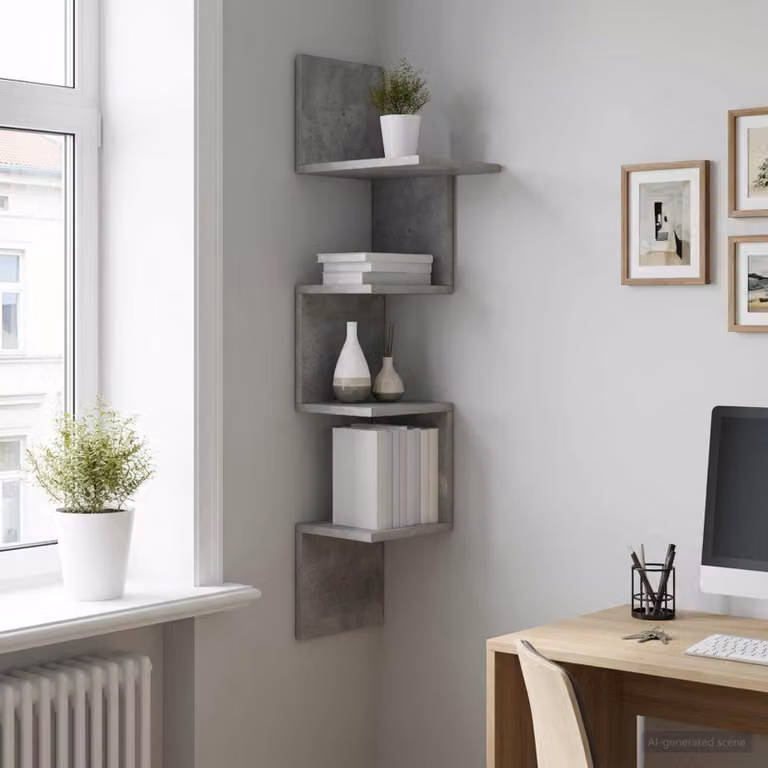 Scaffale da parete moderno vidaXL Grigio, L 32 cm x P 21 cm x H 107 cm