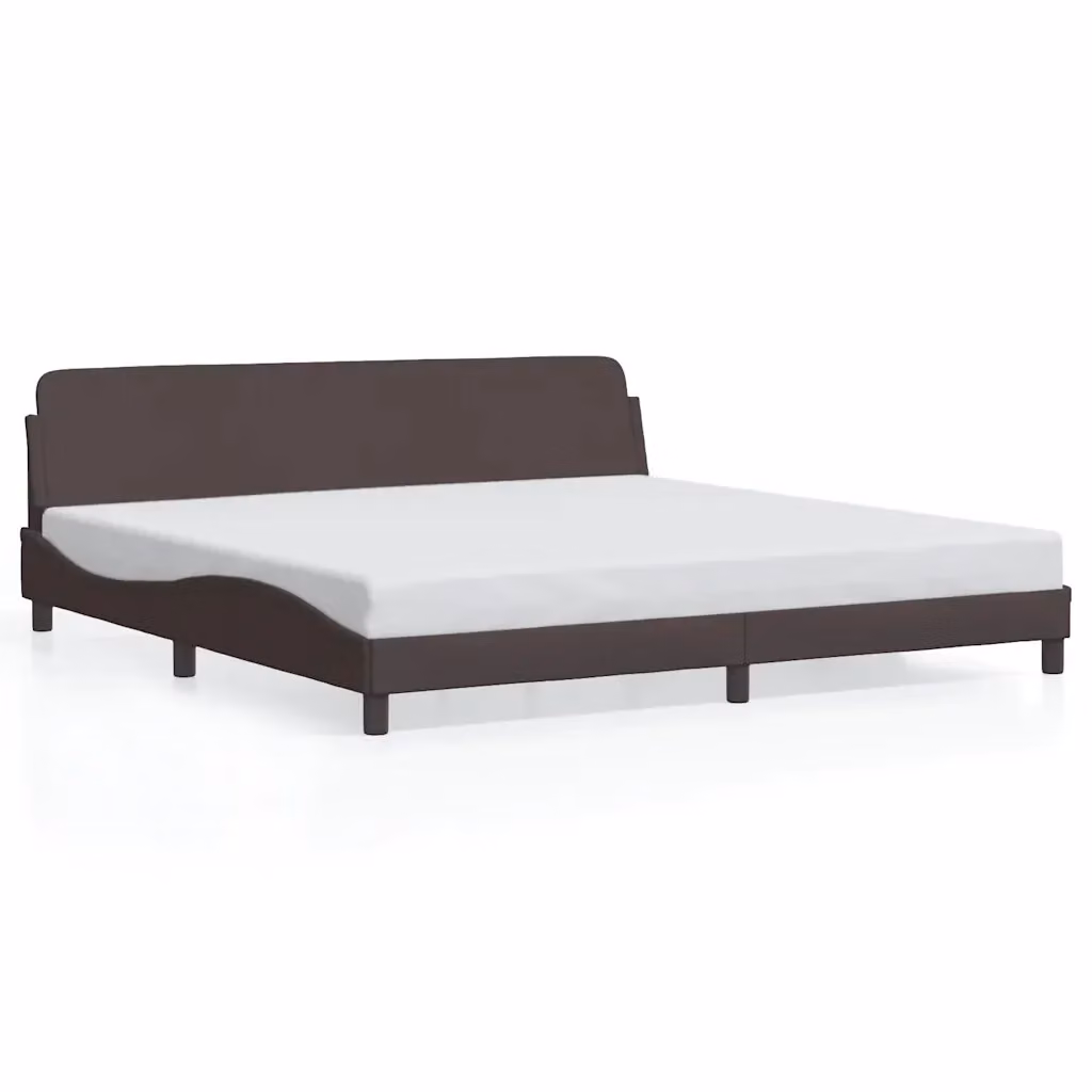 Letto matrimoniale moderno vidaXL in tessuto marrone con struttura in legno e metallo 200x200 cm – 2