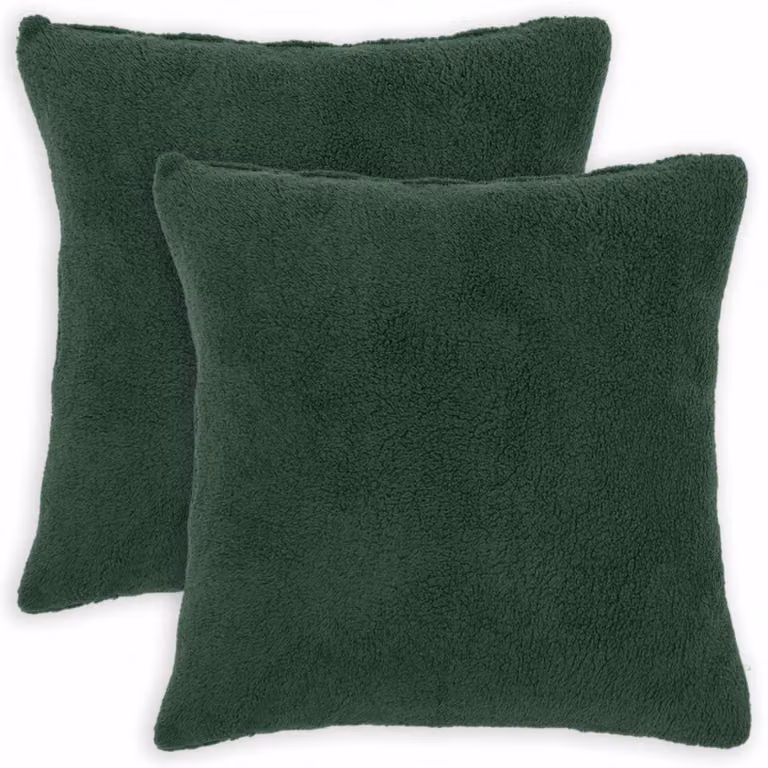 Set di 2 federe vidaXL HEERLEN in tessuto bouclé verde scuro, L 80 x L 80 cm