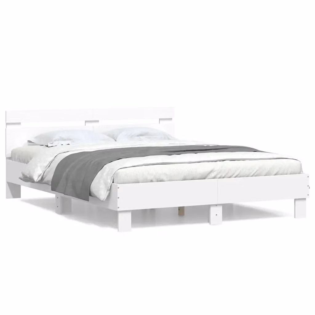 Giroletto con Testiera vidaXL in Legno Multistrato Bianco L: 150 cm, P: 200 cm – 2
