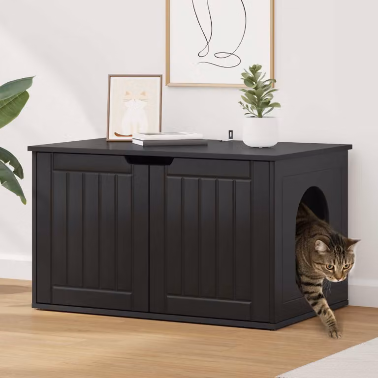 Casa per gatti vidaXL in legno ingegnerizzato nero, L 85 cm x P 55 cm x H 50,5 cm