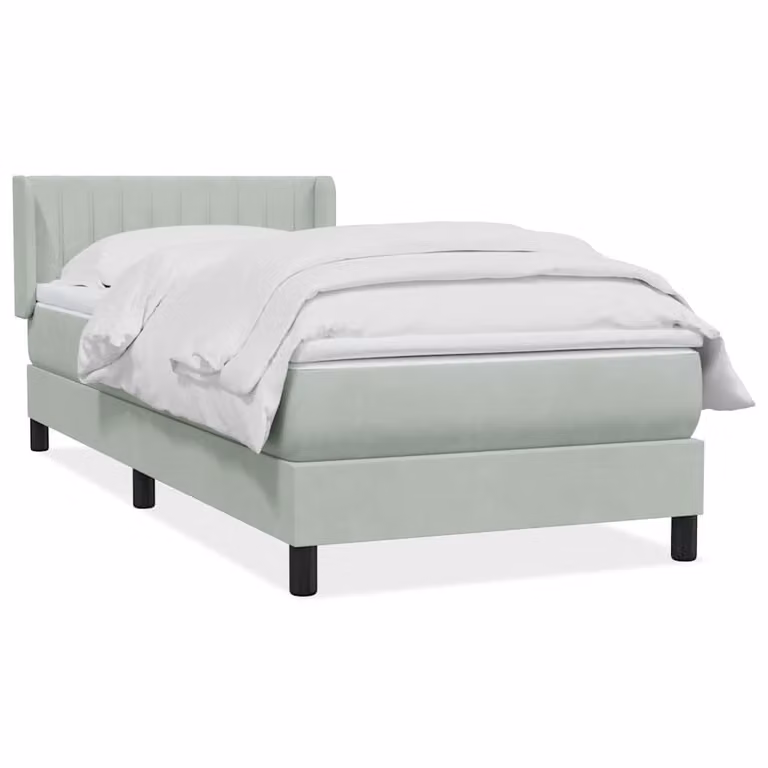 vidaXL Letto Ibrido con Giroletto a Molle e Materasso in Velluto Grigio e Bianco L: 93 cm, P: 223 cm, H: 88 cm