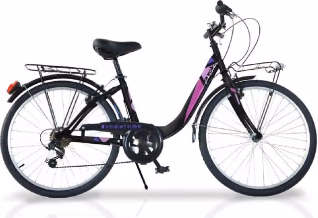 BICICLETTA VENERE DA 24" IN COLORE NERO E FUCSIA PER BAMBINA