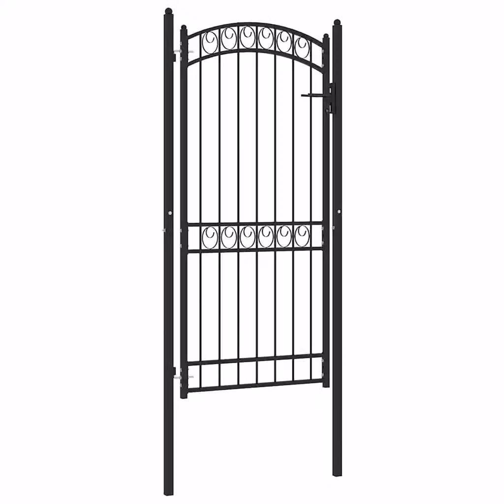 Cancello singolo a battente vidaXL EMMEN in acciaio nero L: 100 cm, H: 136 cm