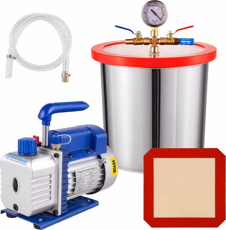 Pompa a vuoto monostadio da 3 CFM 1/4 HP, kit camera a vuoto da 3 galloni (13 litri), kit refrigerazione HVAC A/C